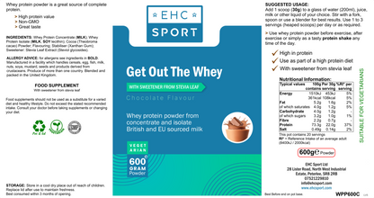 EHC Sport Get Out The Whey : Grass Fed Chocolate Protein 600g